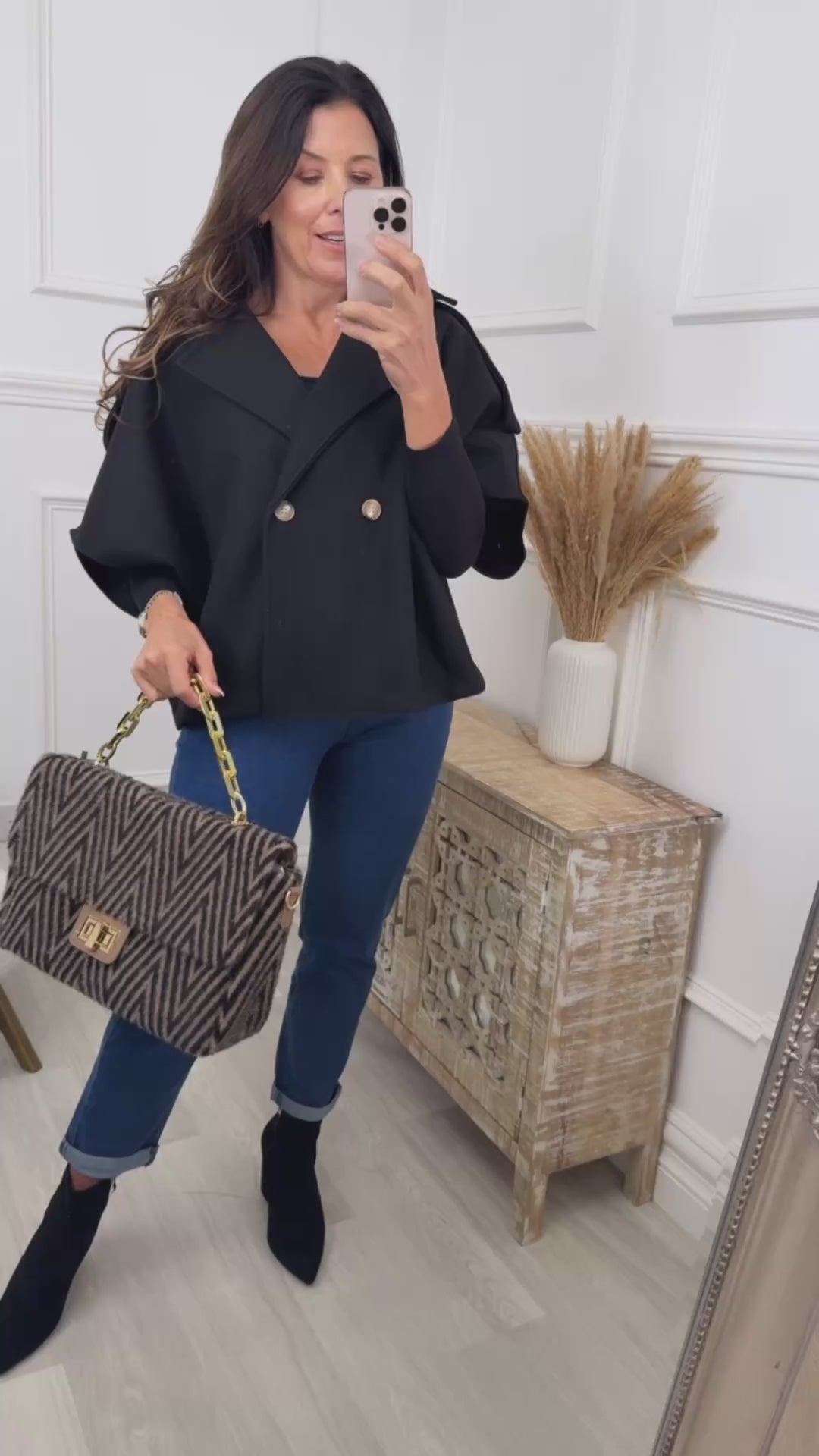 Suzette Black Notch Lapel Cape