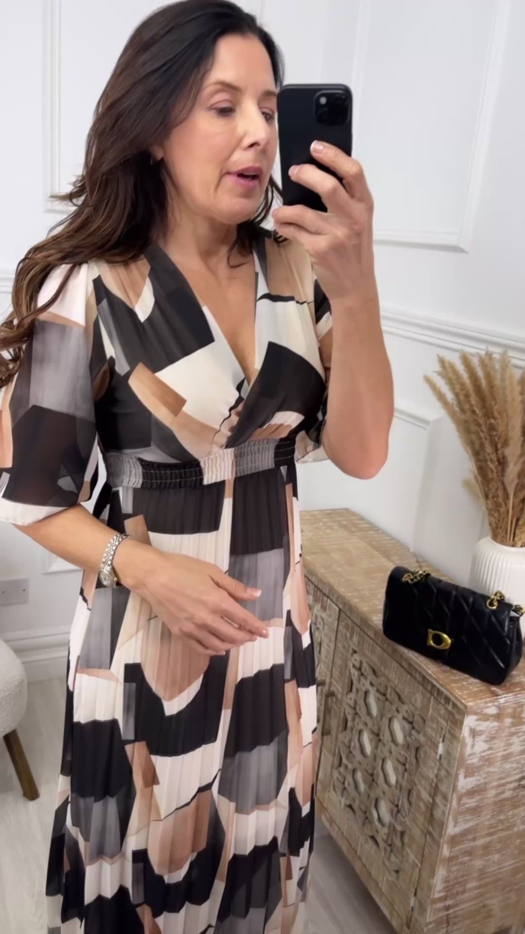 Blaise Black Geo Print Wrap Dress