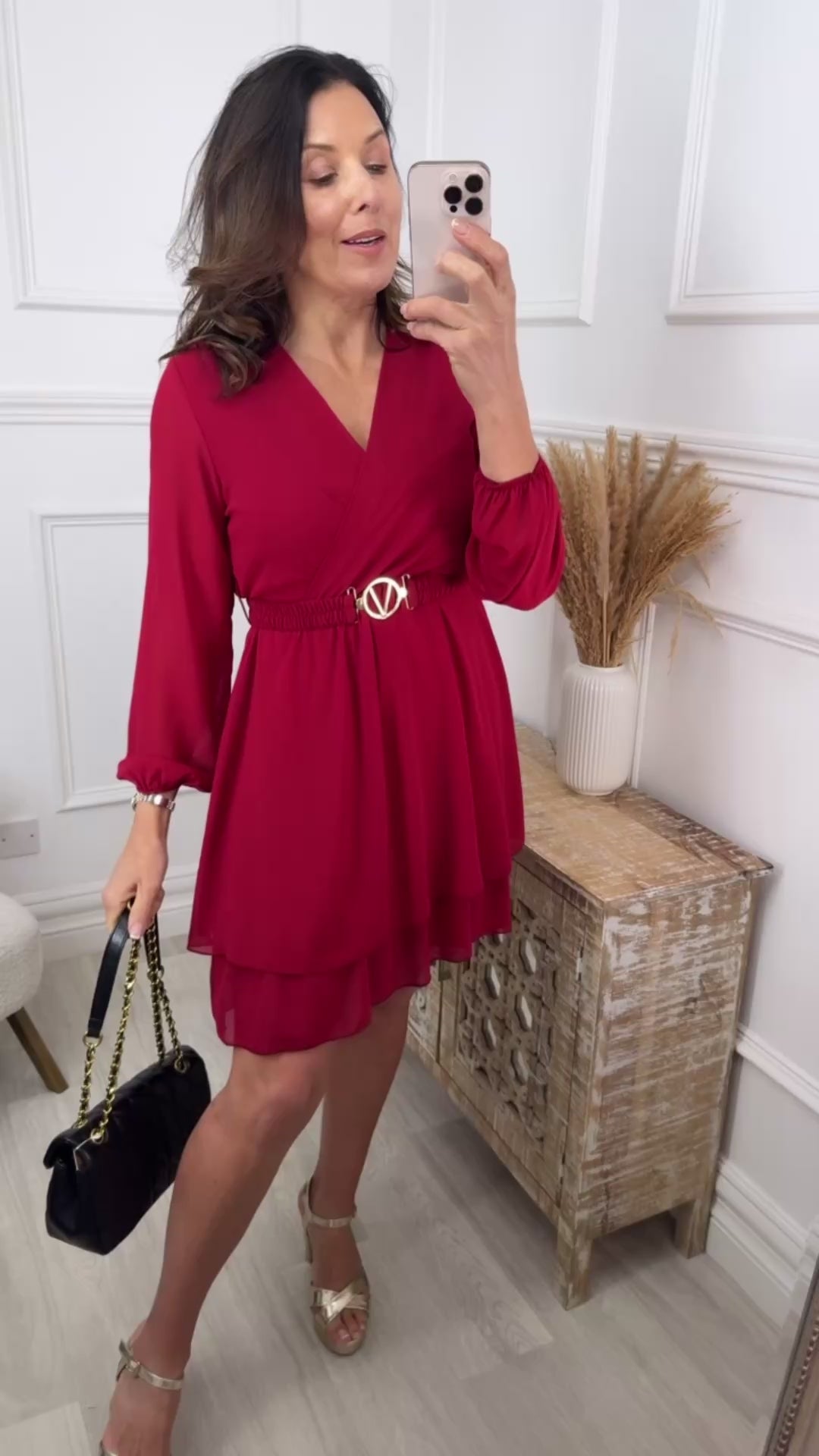 Marlowe Wine Wrap Mini Dress