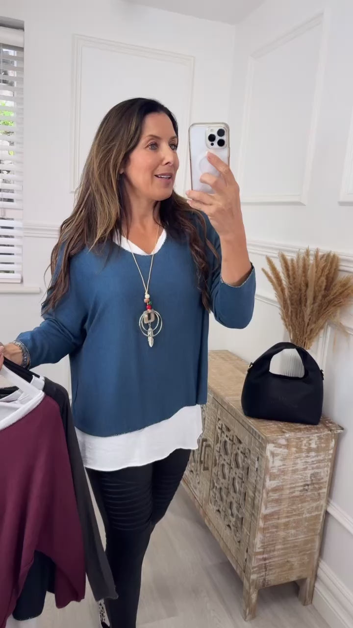 Vada Teal Layered Top