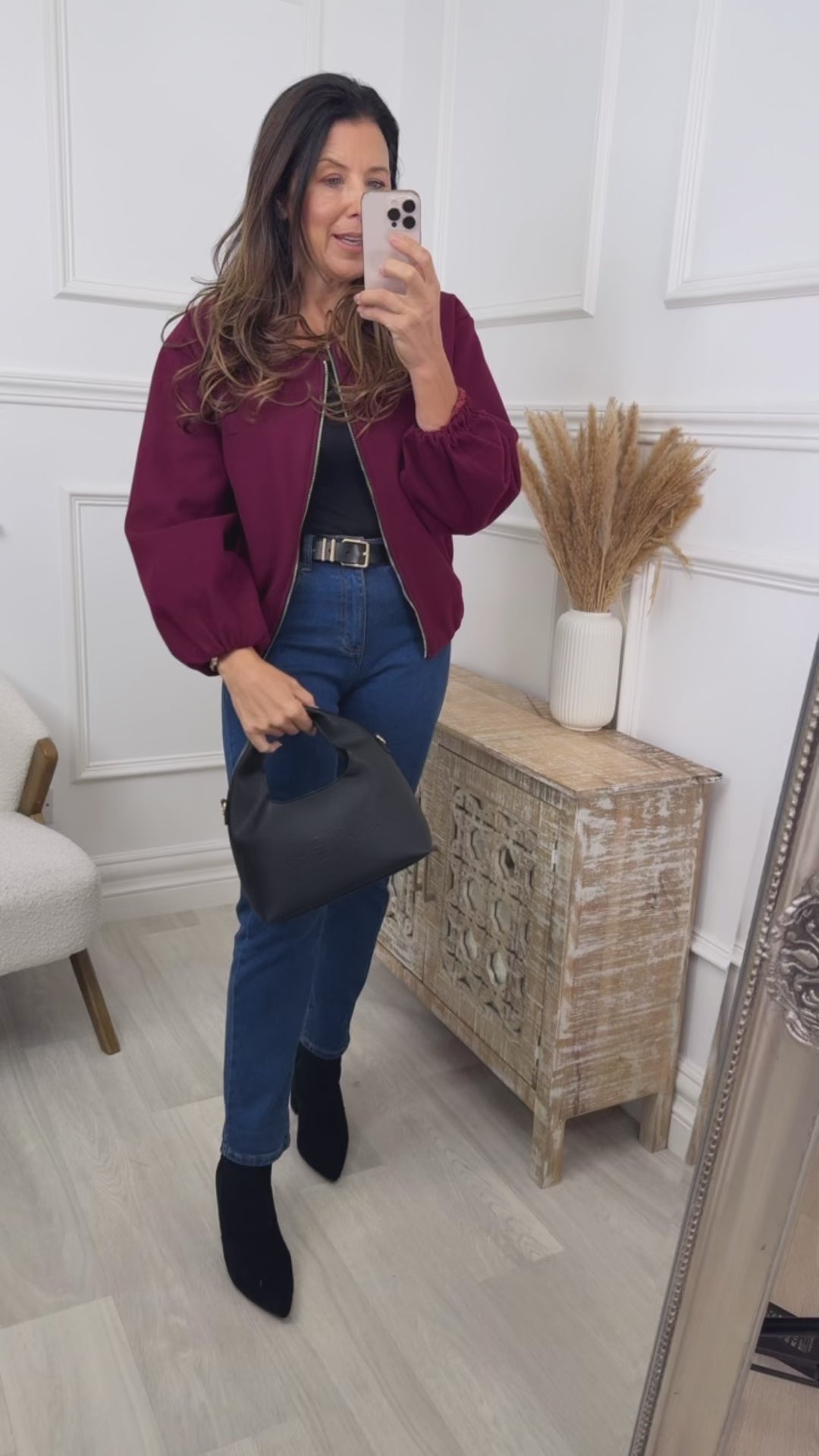 Jessica Wine Bomber Jacket