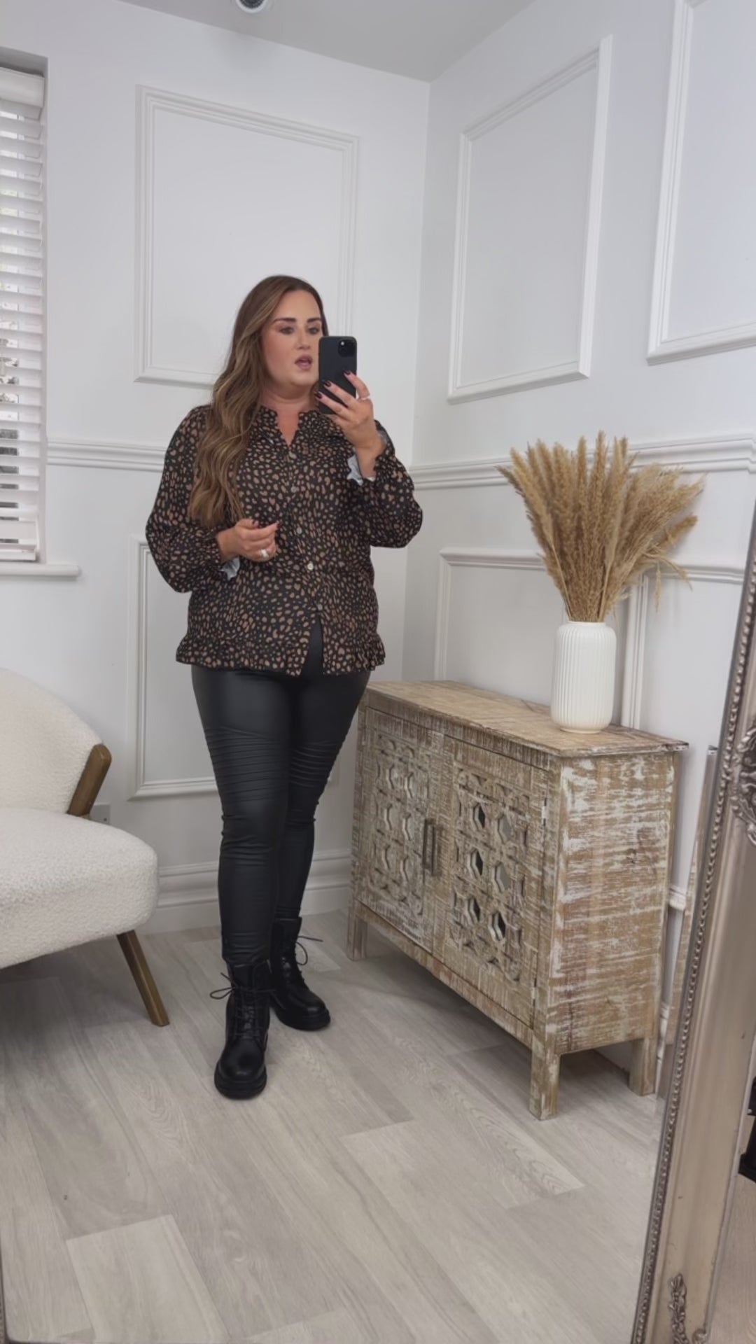 Deirdre Brown Pebble Print Black Shirt