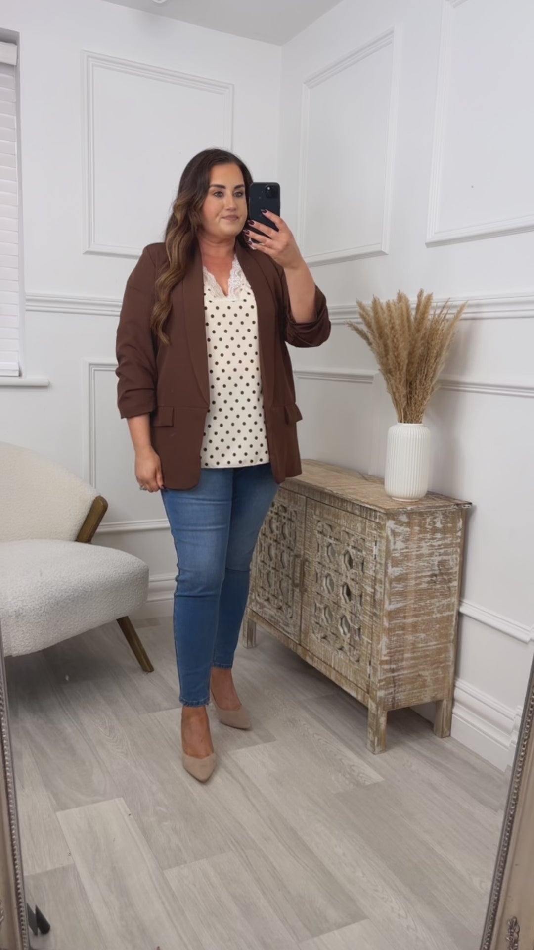 Trisha Beige Polka Dot Cami