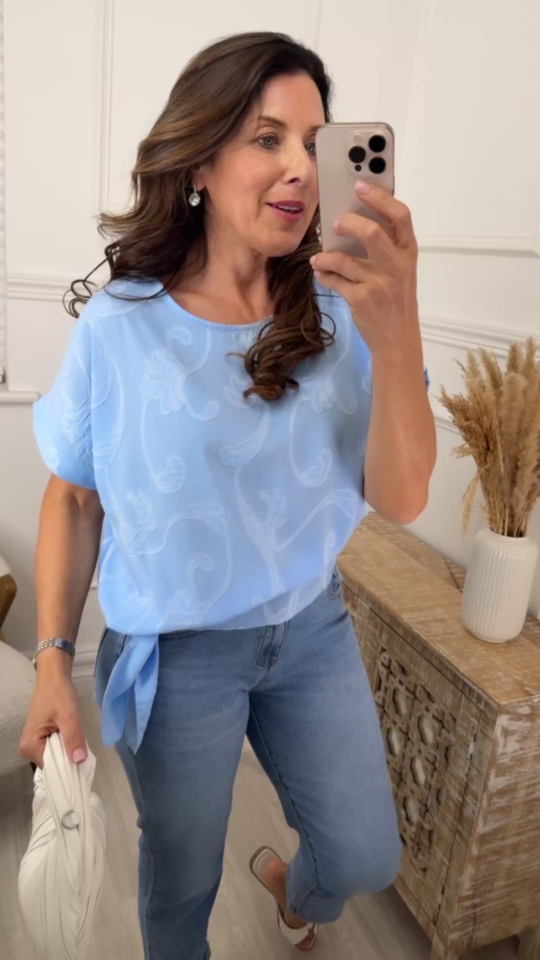 Jacky Blue Embossed Top