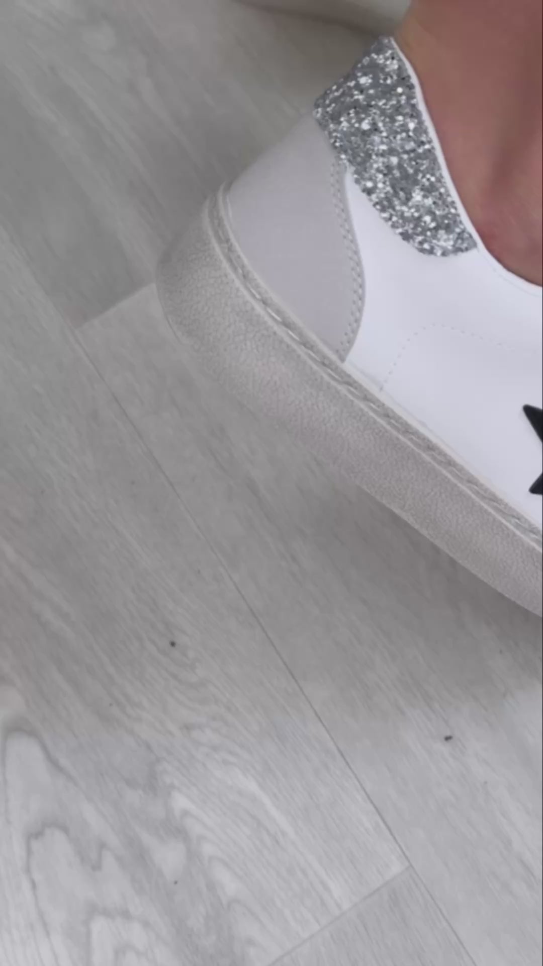 Leandra White Glitter Upper Trainers