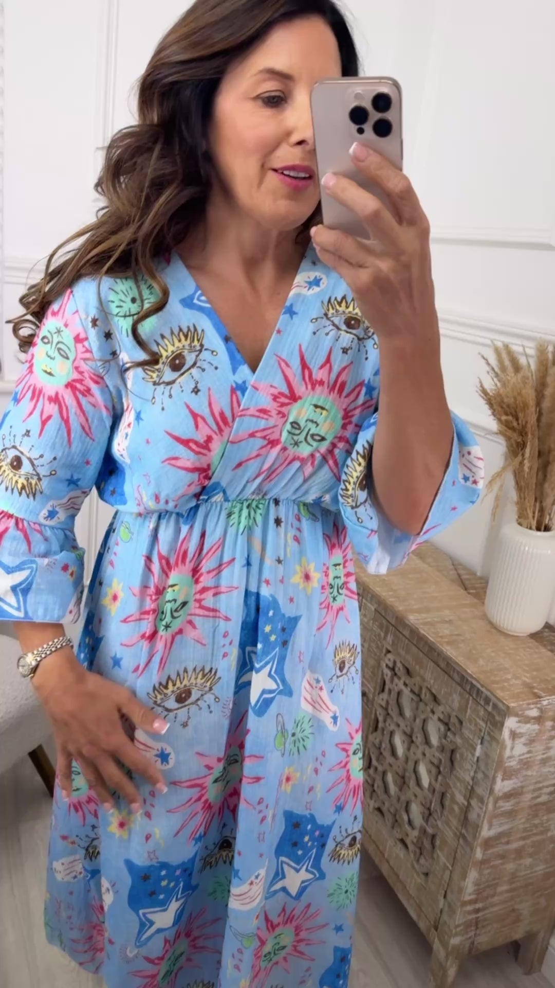 Mollie Blue Celestial Print Maxi Dress