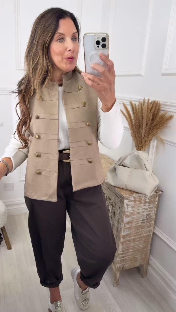 Katie Beige Button Waistcoat