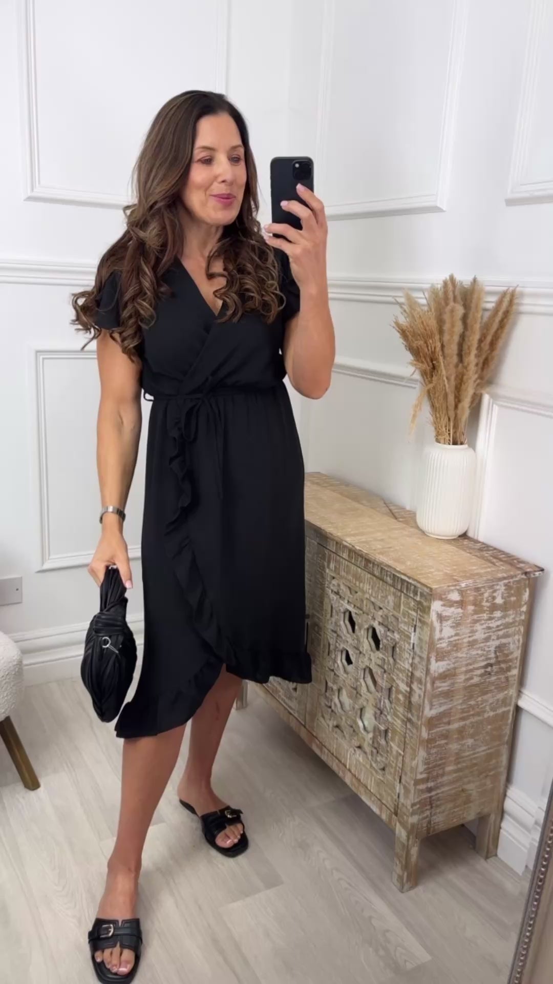 Miranda Black Frill Wrap Dress
