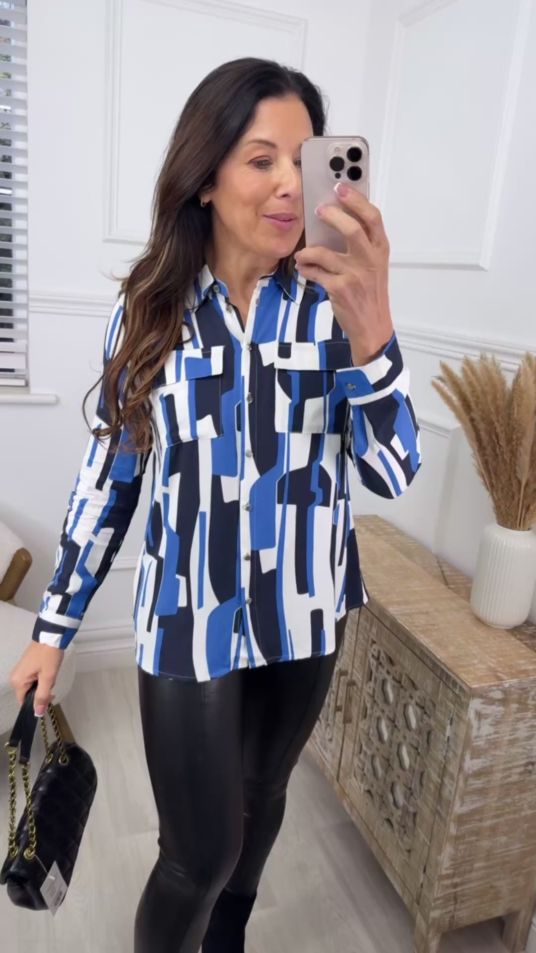 Sophine Navy Blue Patterned Shirt