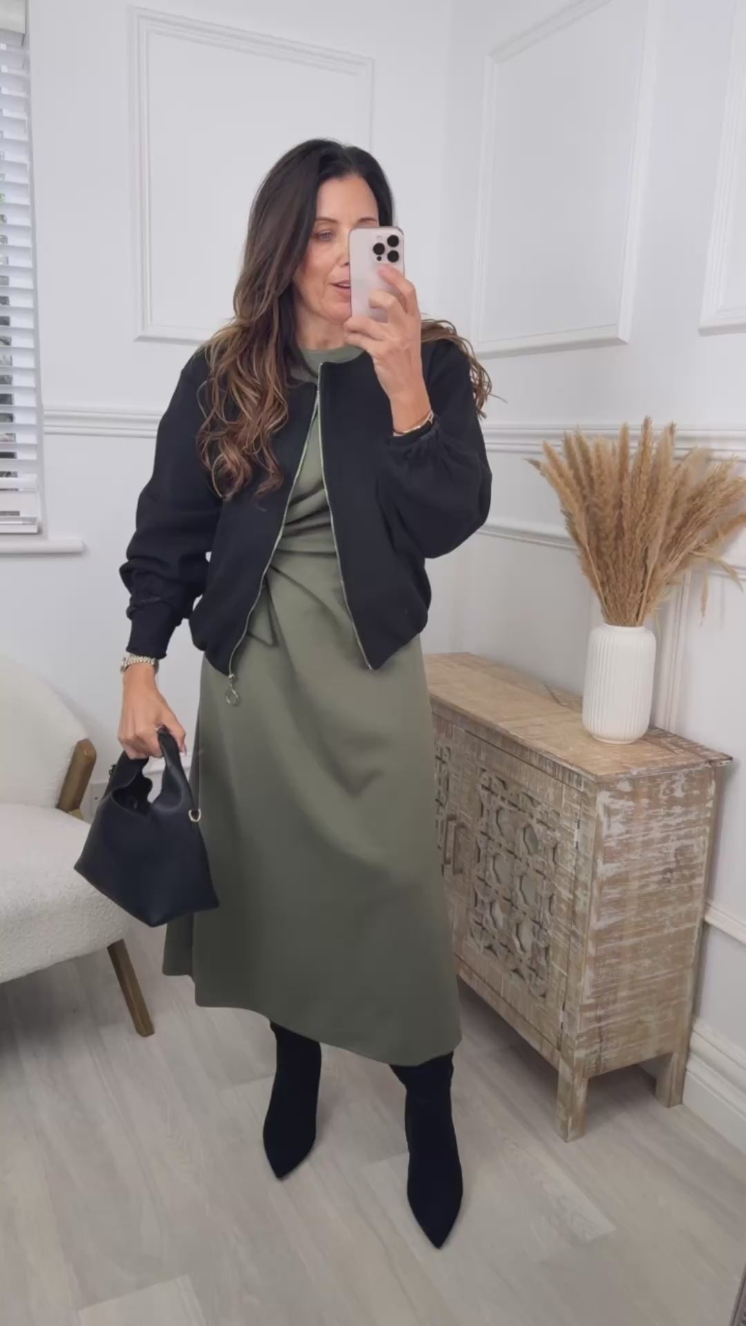 Ophelia Khaki Tie Side Midi Dress