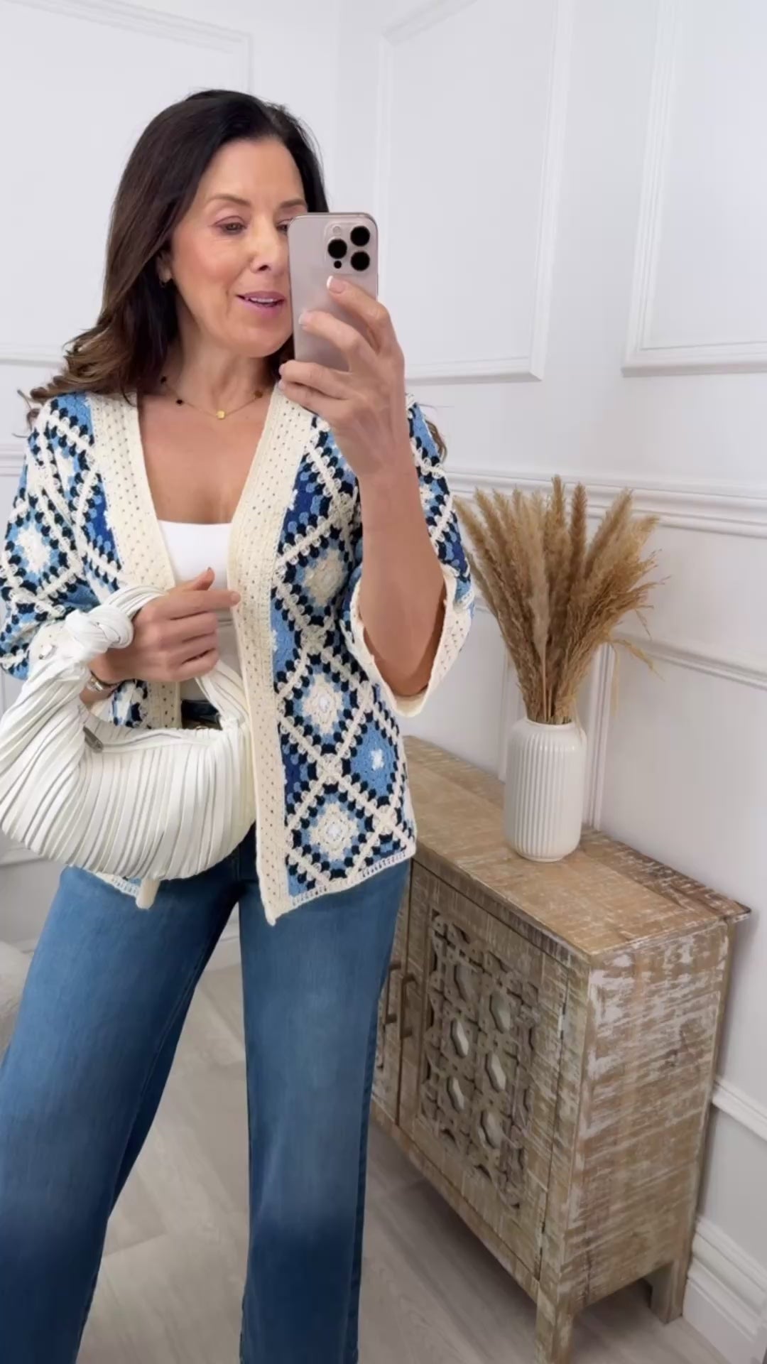 Kym Navy Crochet Knit Cardigan