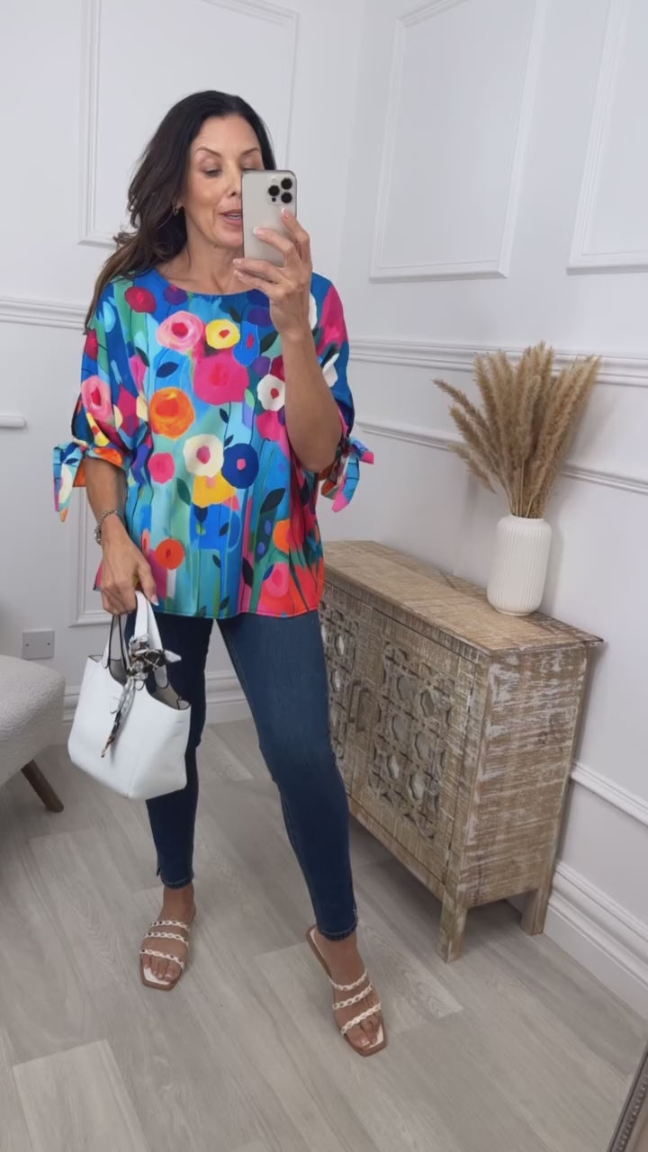 Ramona Blue Blossom Print Blouse