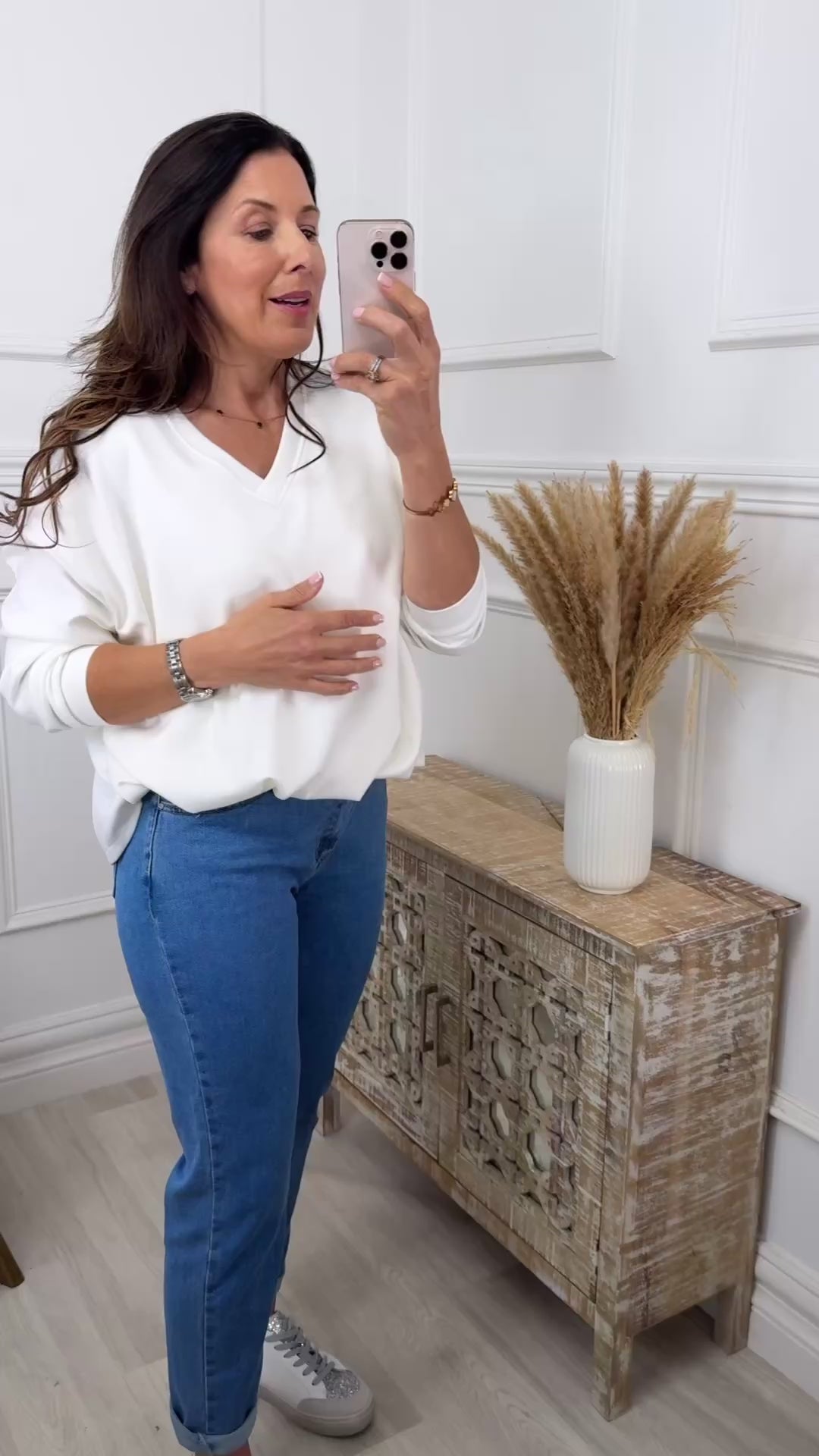 Iris Cream V Neck Top