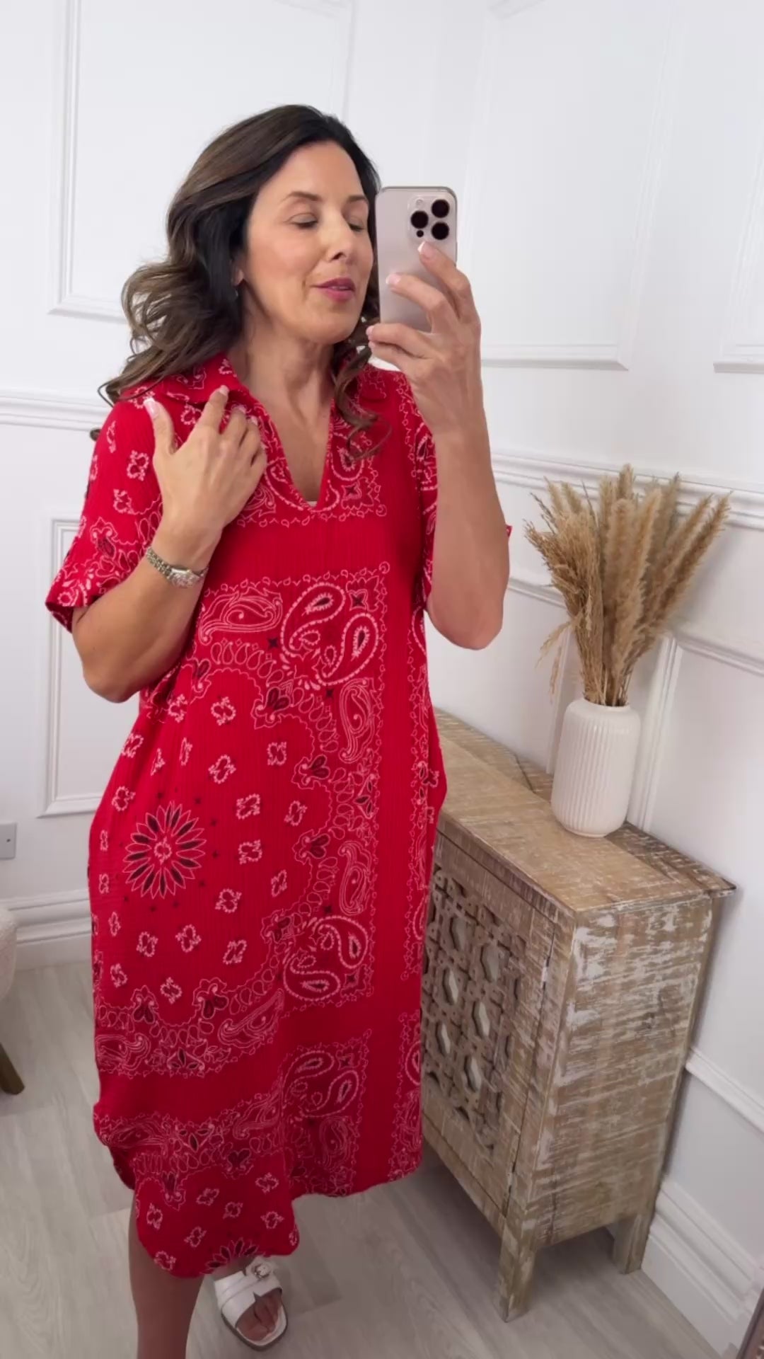 Mary Red Paisley Print Kaftan Dress