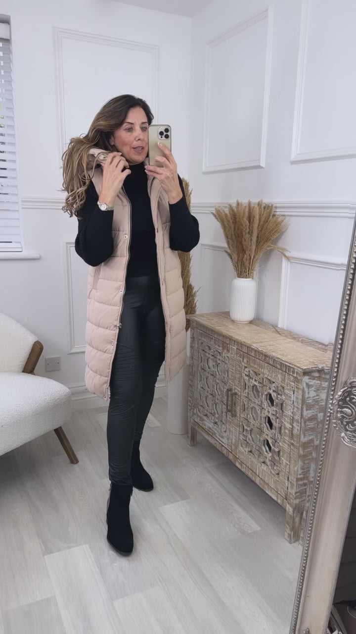 Solve Beige Longline Puffer Gilet