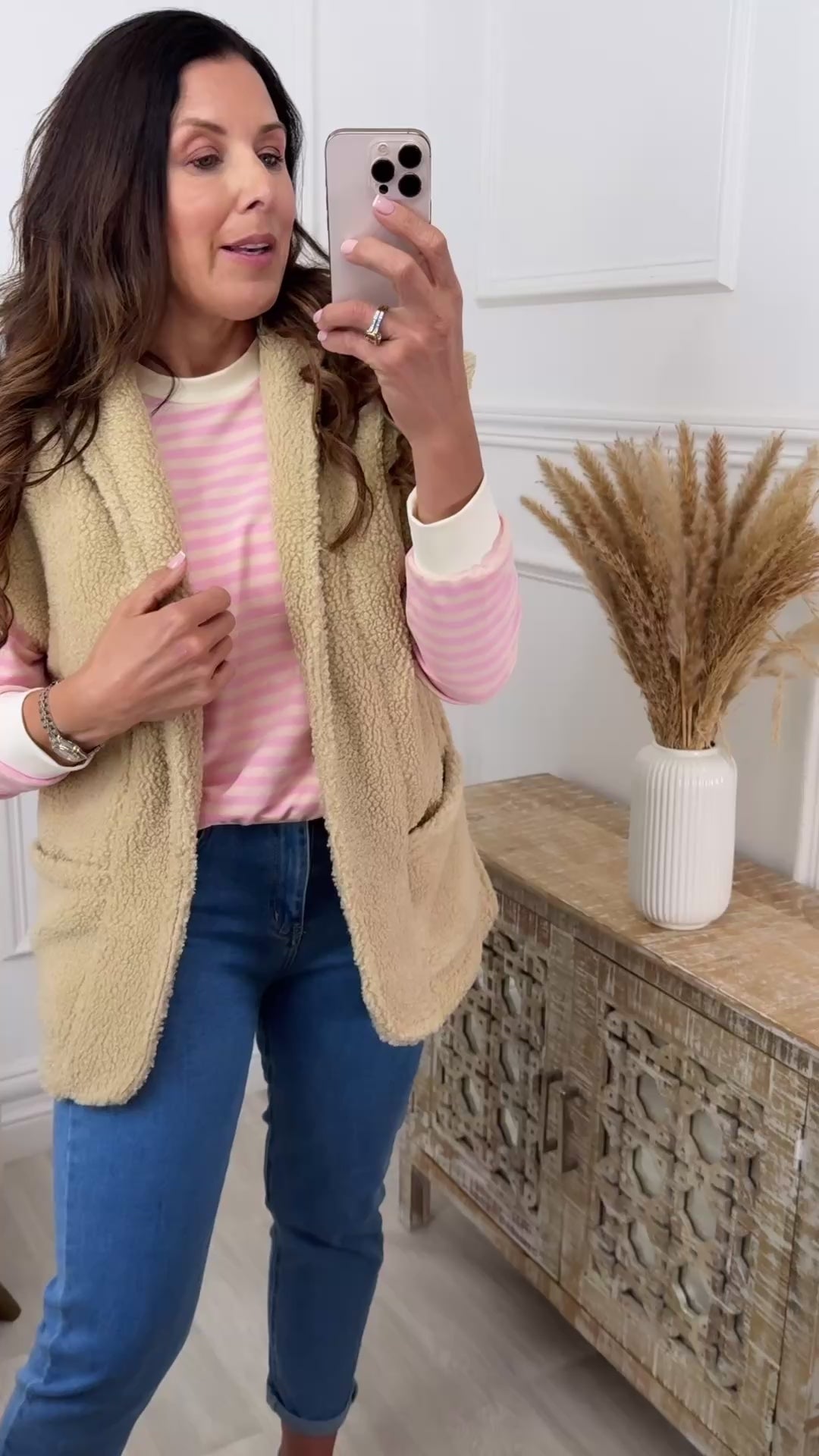 Mariosa Beige Faux Sherpa Waistcoat