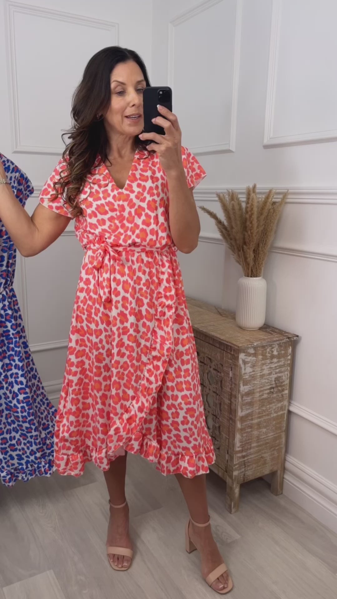 Martina Coral Leopard Wrap Dress