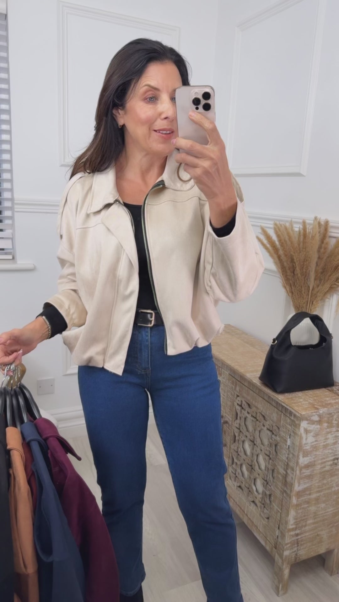 Saoirse Beige Suede Bomber Jacket