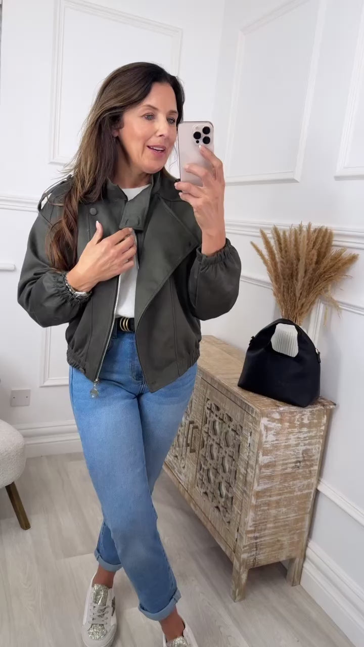 Kerry Khaki Zip Jacket