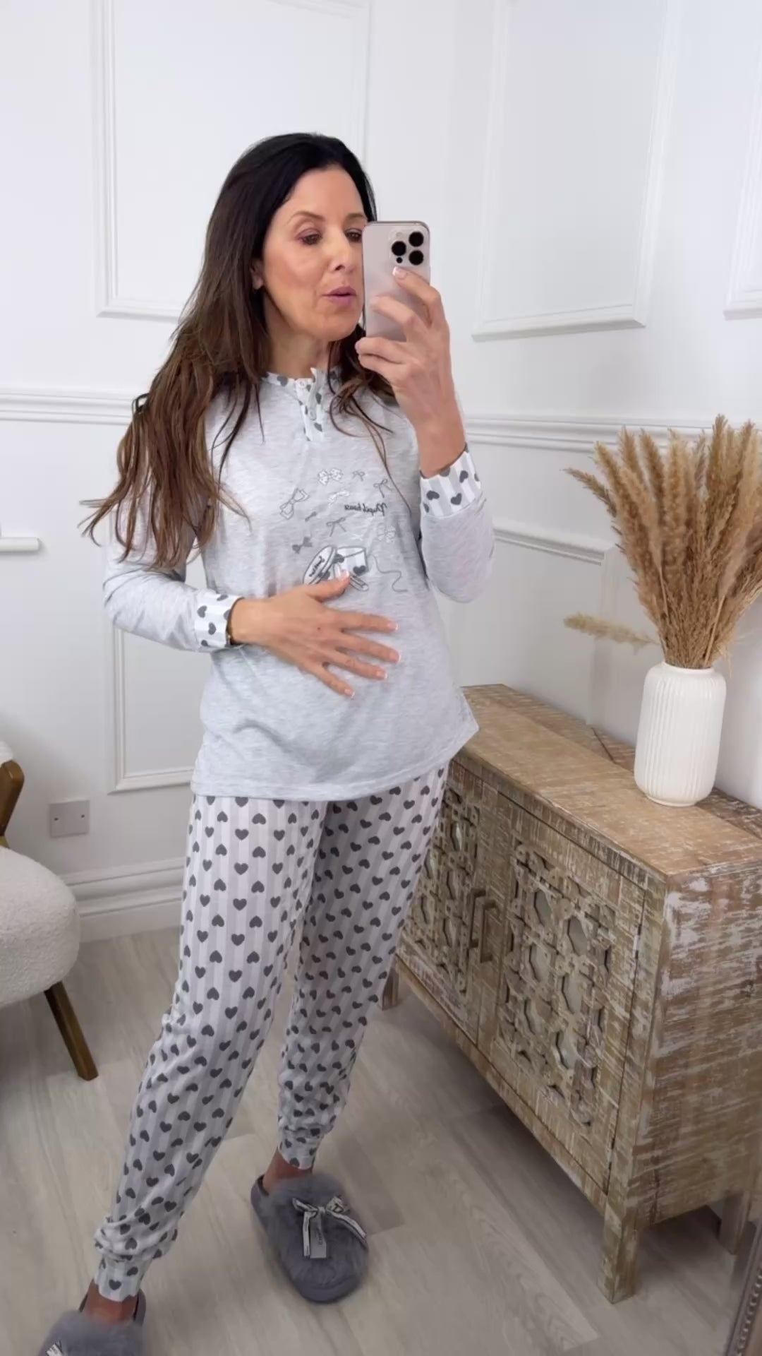 Donella Grey Embroidered Pajama