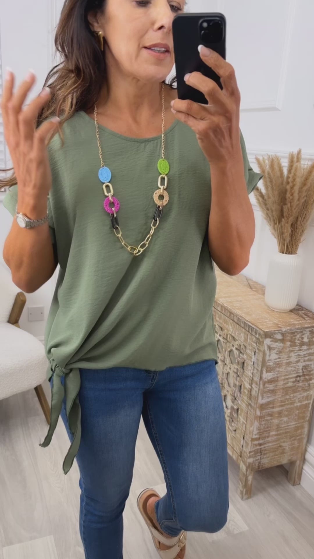 Bernadette Khaki Side Knot Top
