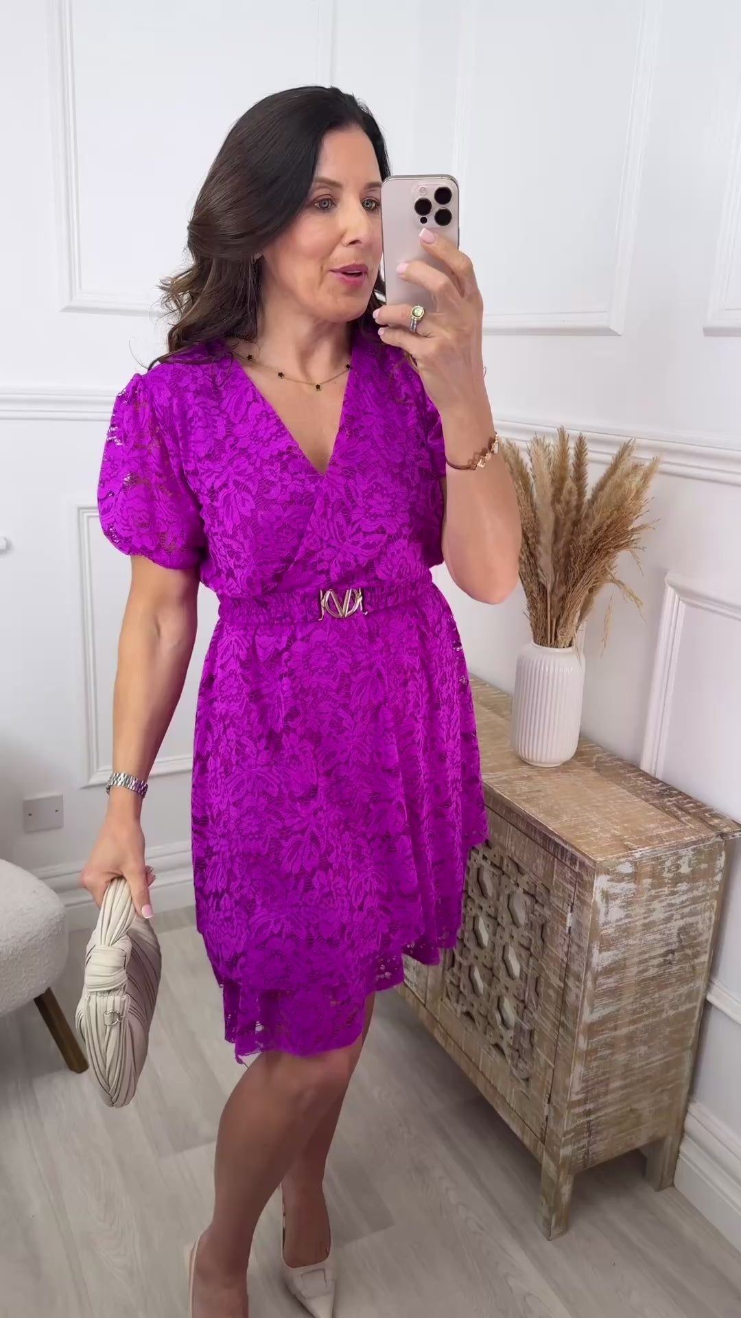 Shantelle Magenta Lace Wrap Dress