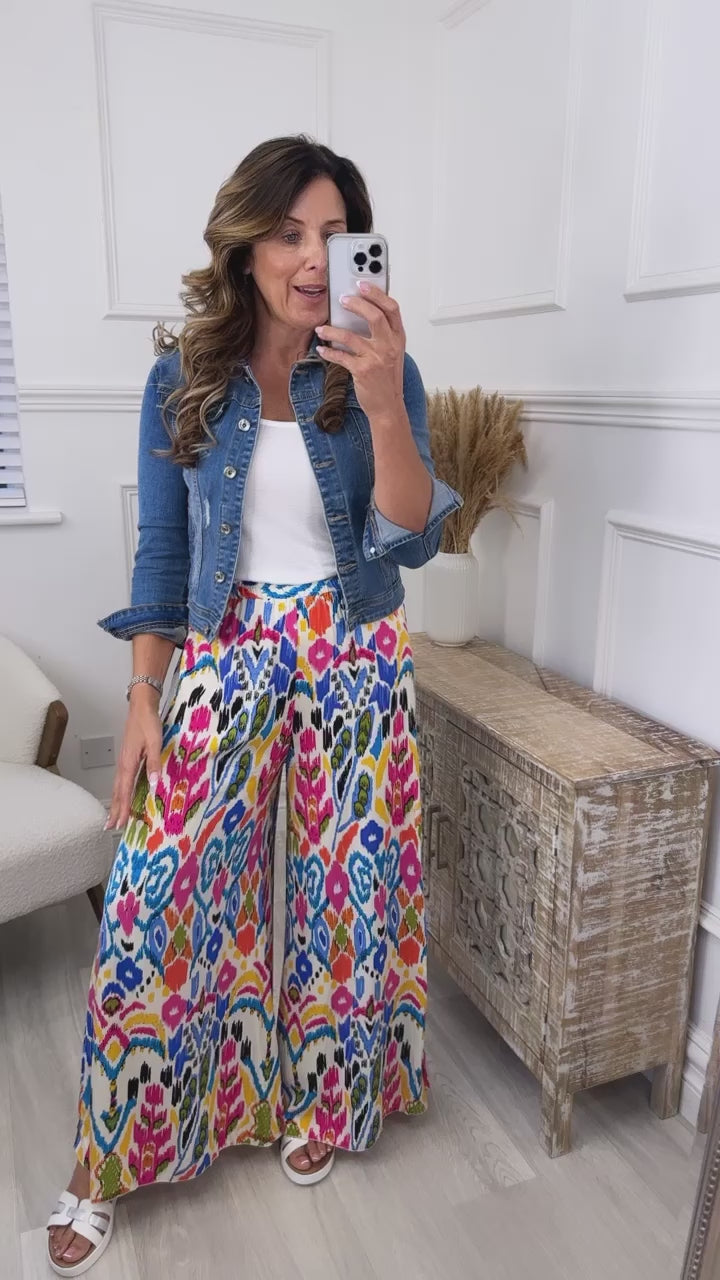 Frankie Blue Funky Print Trousers