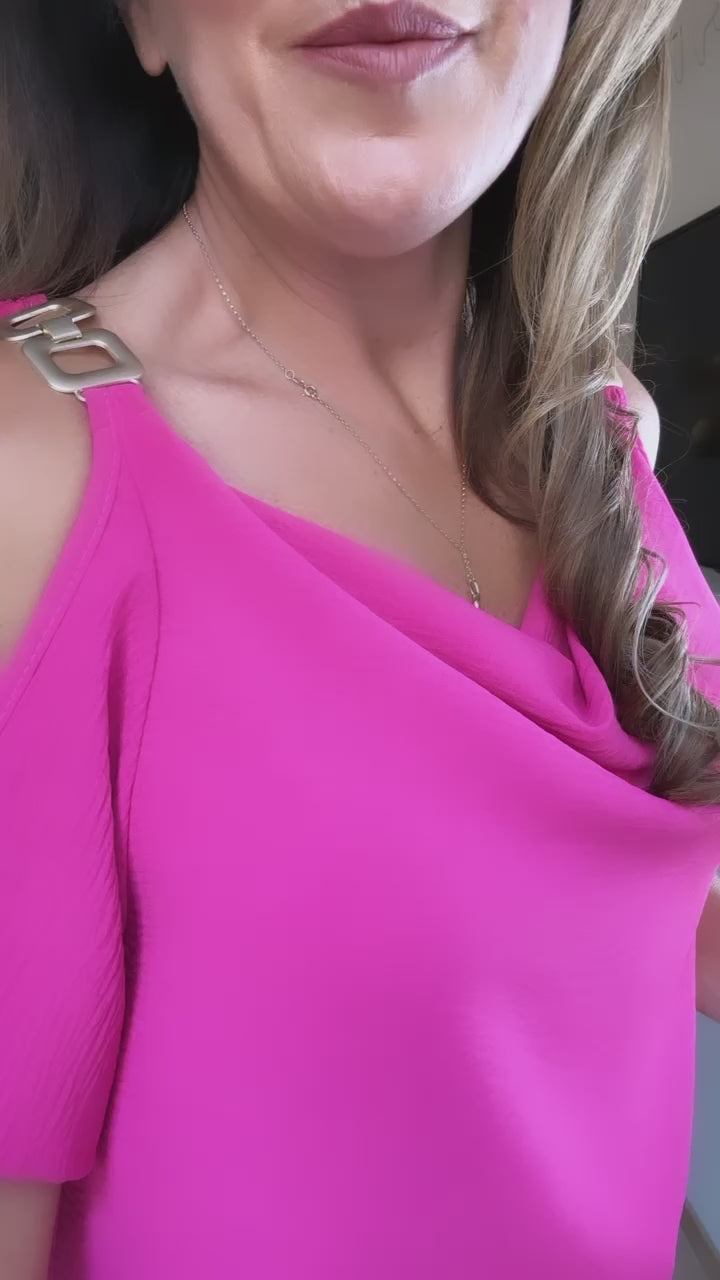 Meeda Fuchsia Cold Shoulder Top