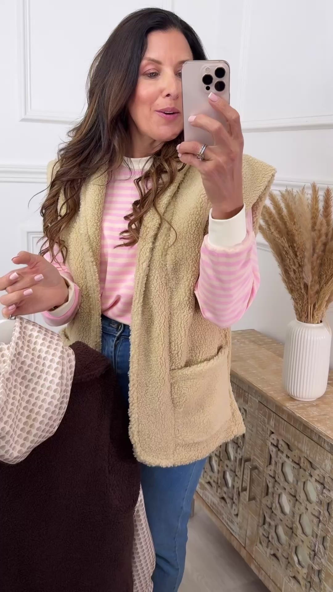 Mariosa Beige Faux Sherpa Waistcoat