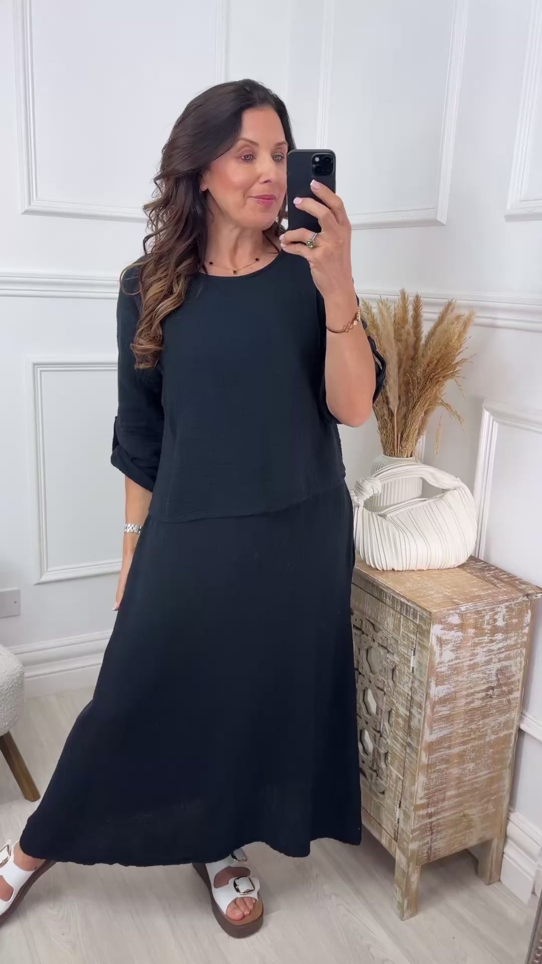 Steph Black Overlay Top Midi Dress