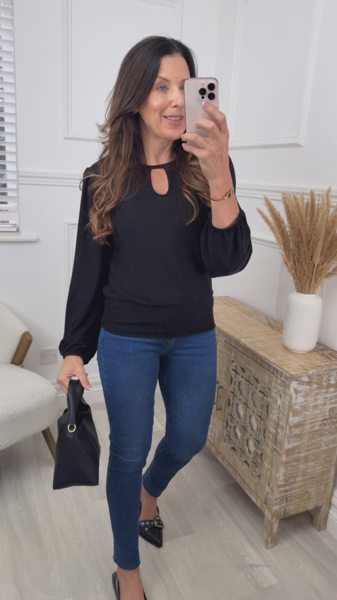 Attracta Black Neck Cut Out Blouse