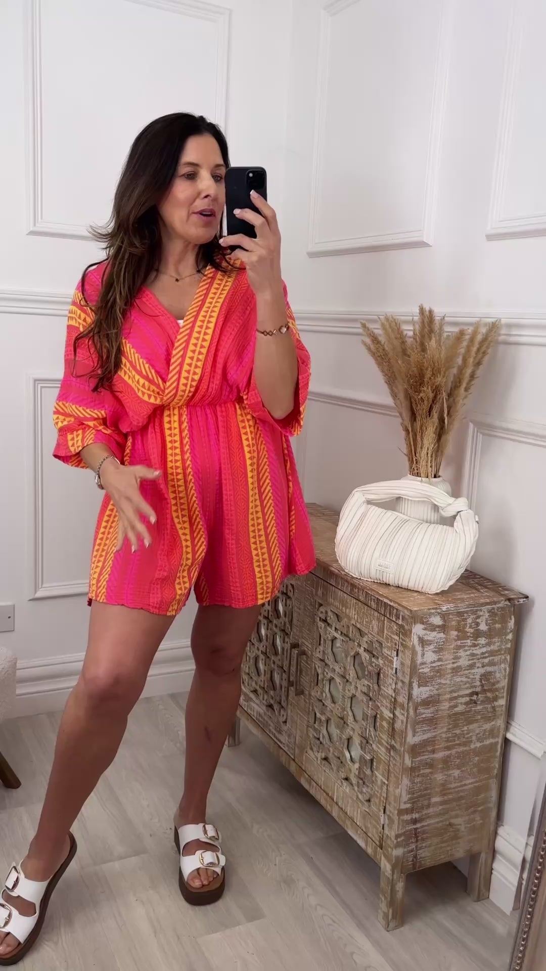Lilia Red Striped Wrap Playsuit