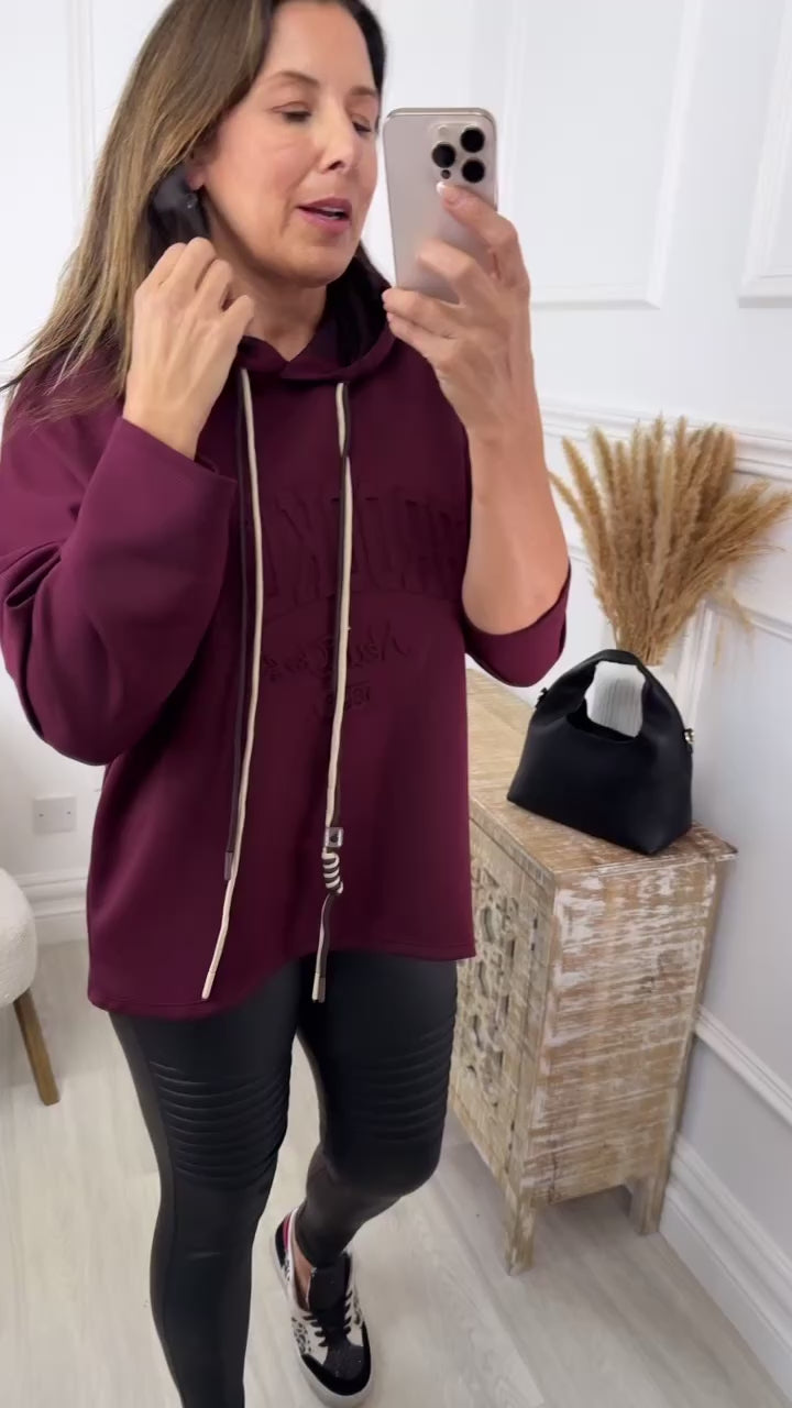 Jules Wine Embossed Hoodie