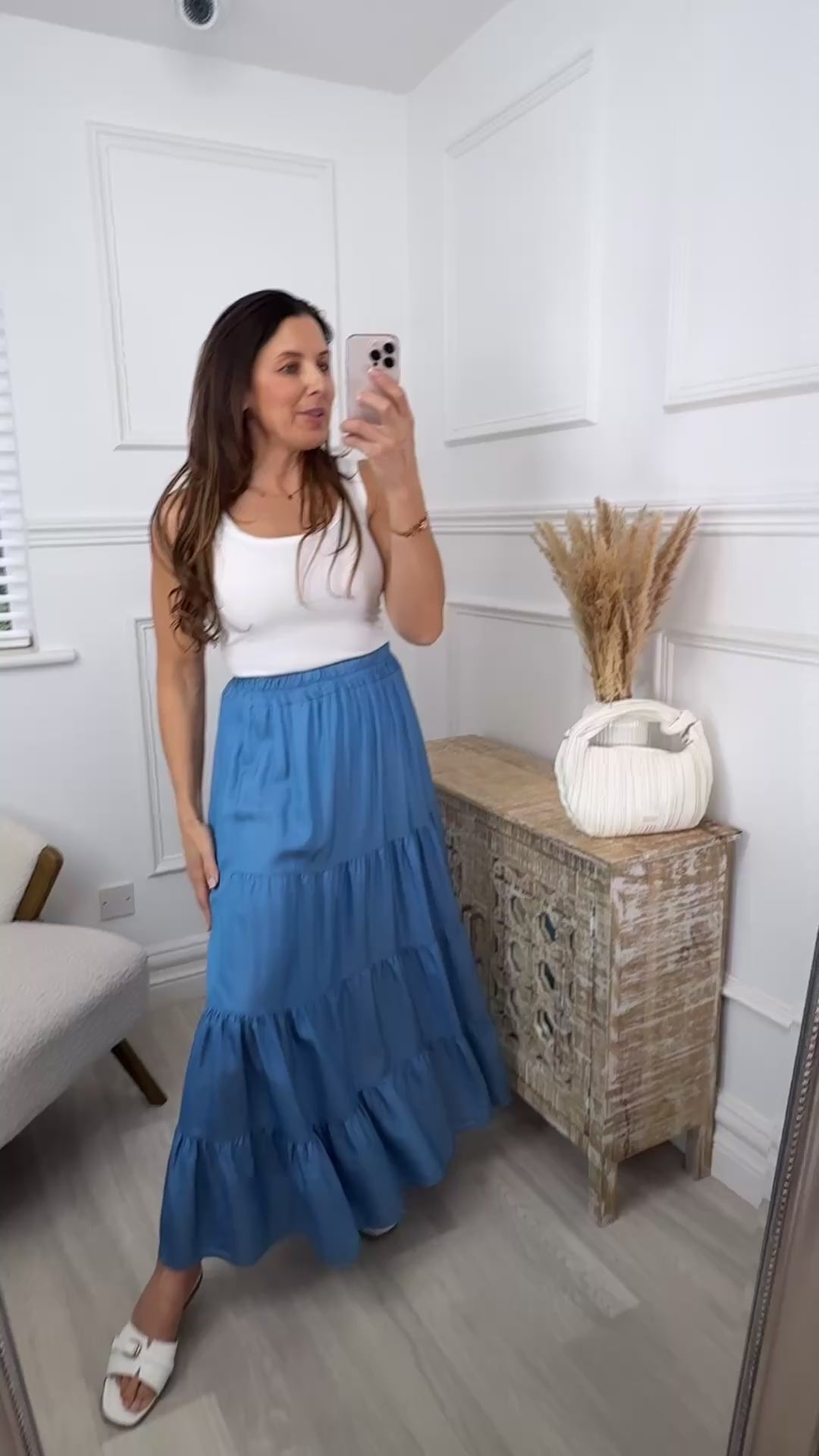 Inga Blue Tiered Maxi Skirt