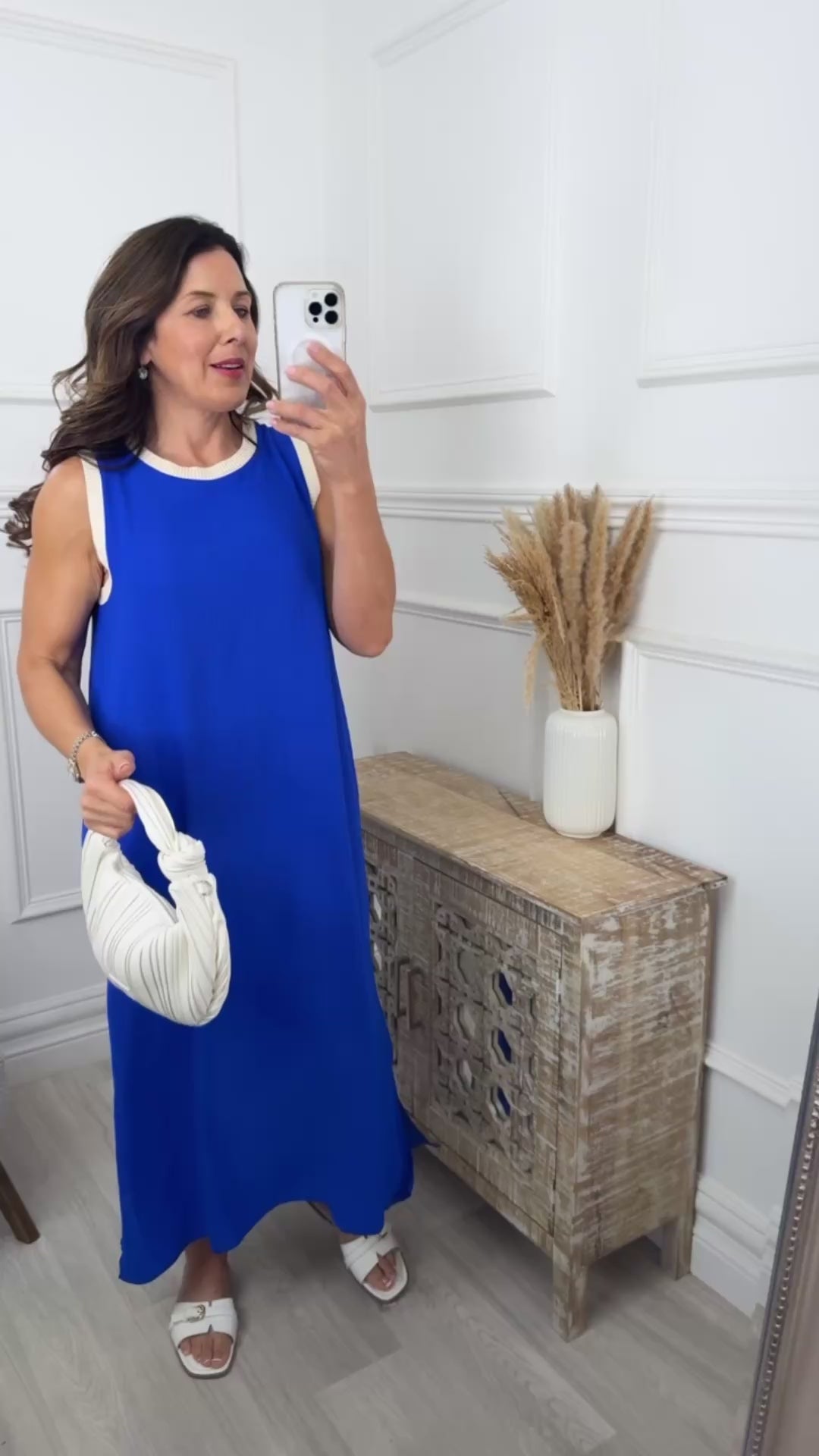 Dion Blue Dress With Cream Trim