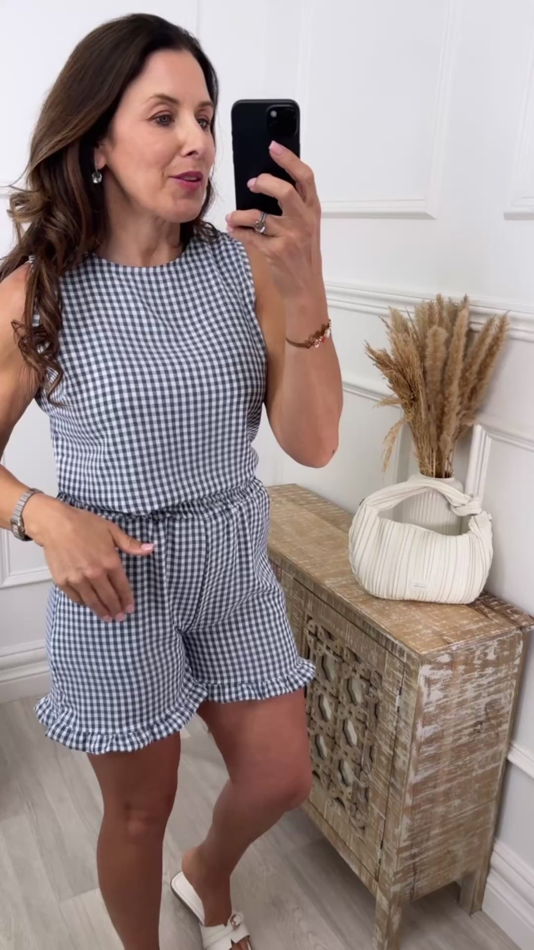 Tara Navy Gingham Shorts Set