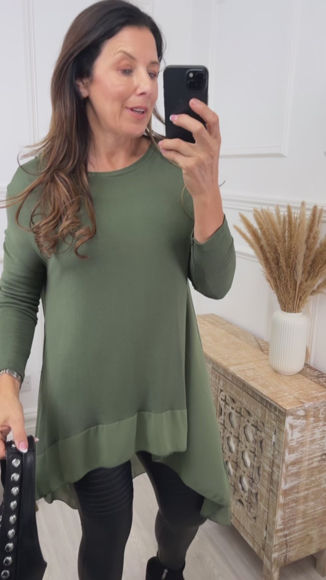 Clarita Khaki High Low Tunic