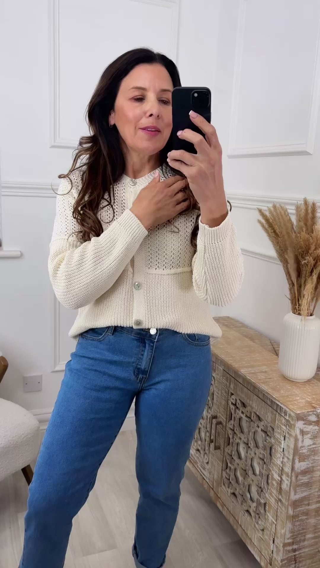 Lainey Cream Open Stitch Knit Cardigan