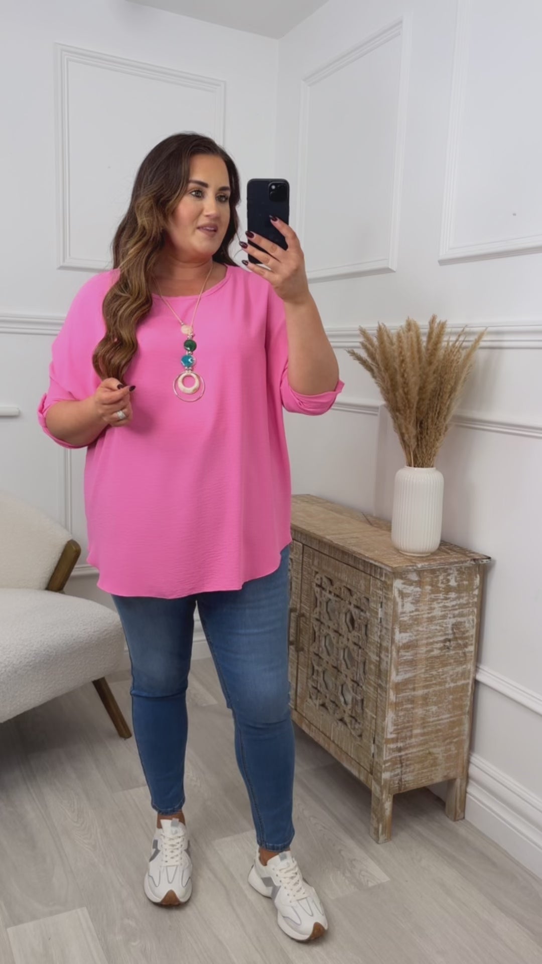 Charlie Pink Necklace Blouse