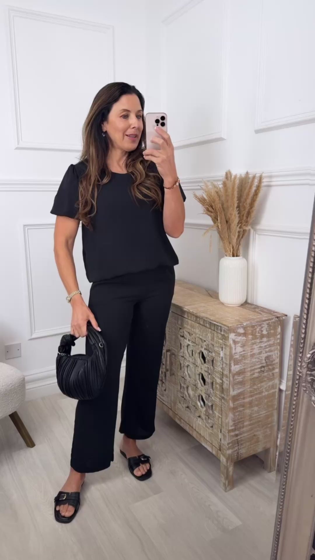 Alish Black Short Puff Sleeve Set