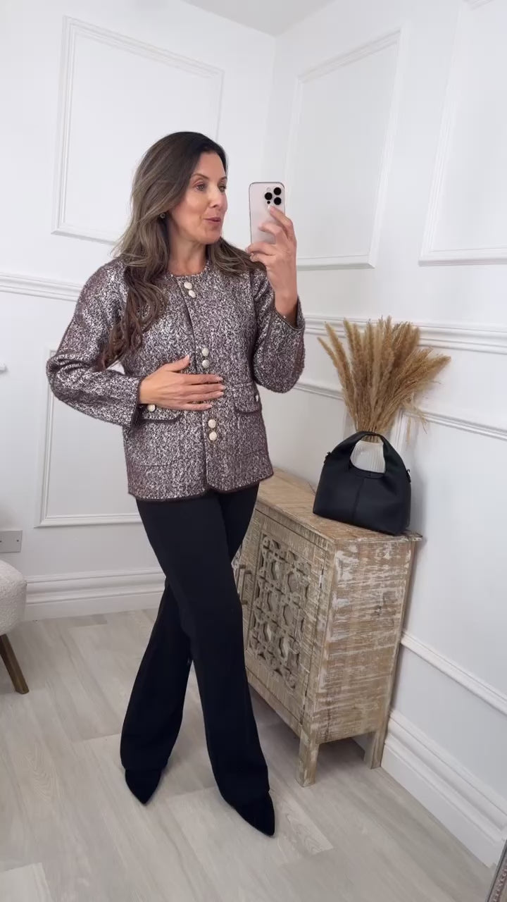 Suin Brown Gold Button Cardigan