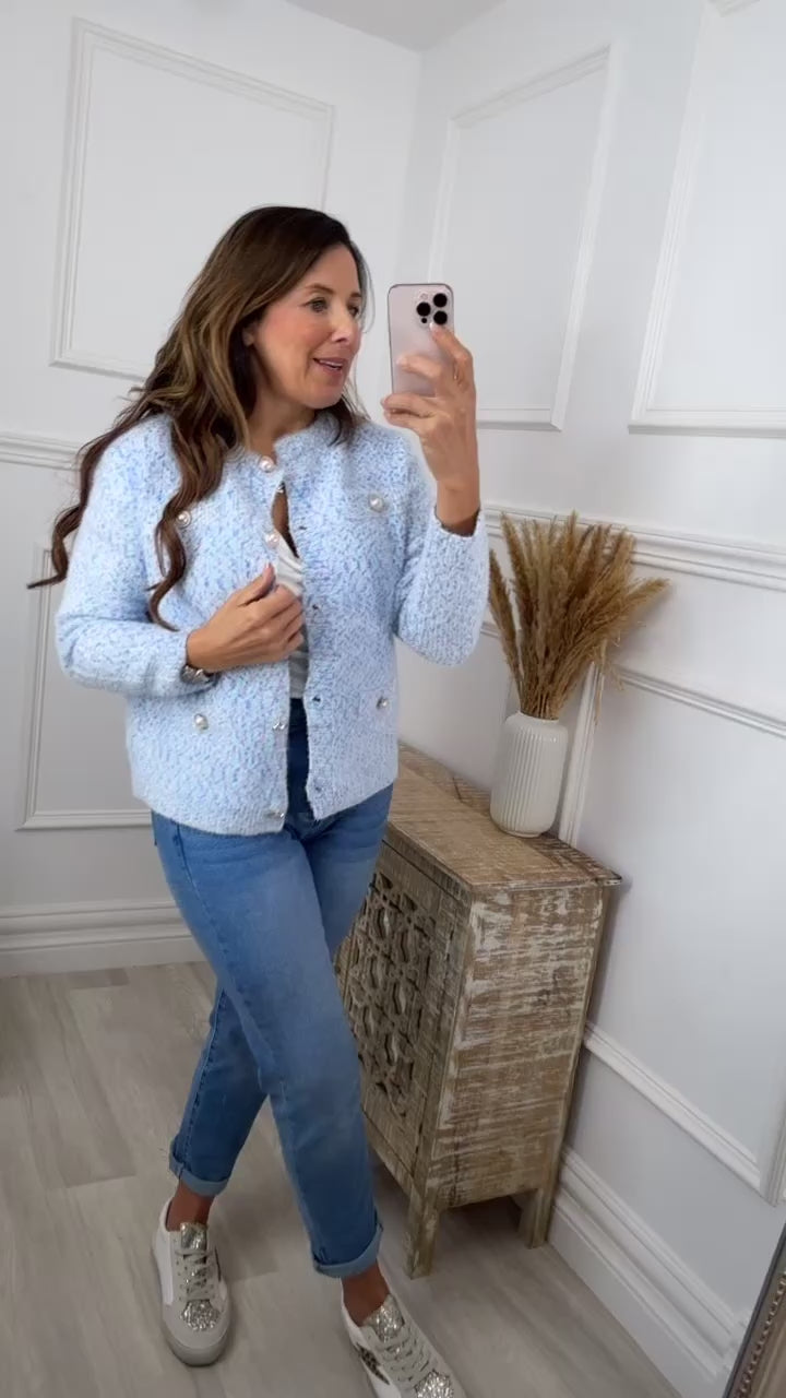 Kaia Blue Button Cardigan