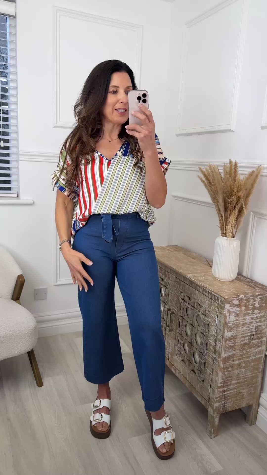 Marian Navy Abstract Stripe Top