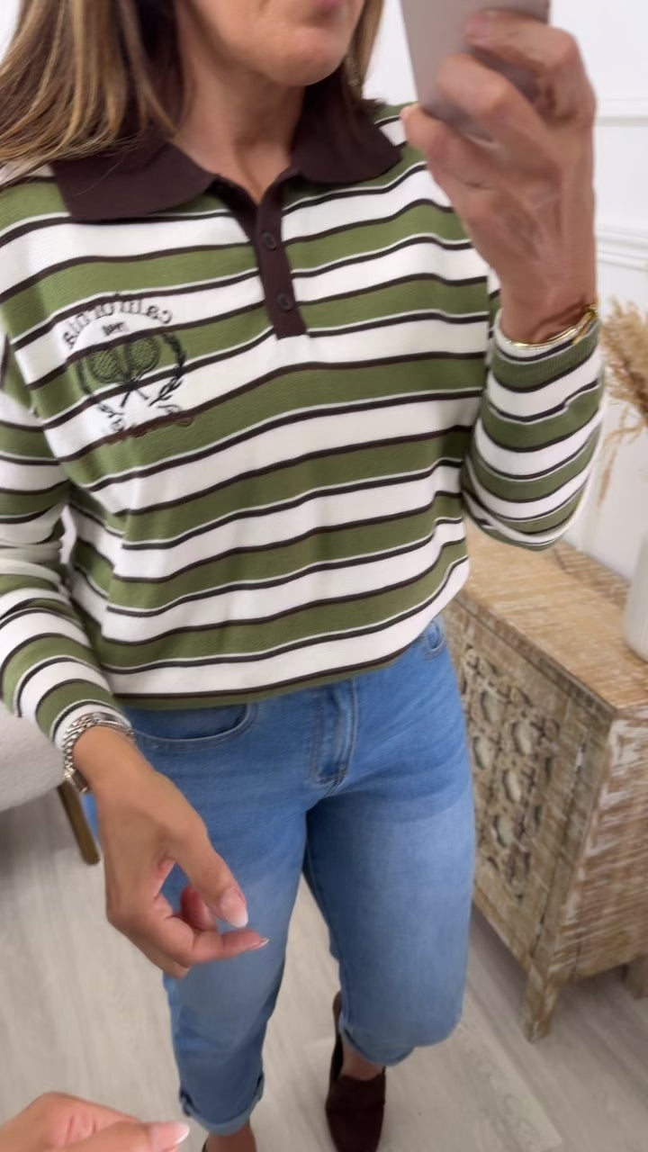 Lilibeth Khaki Collar Sweatshirt