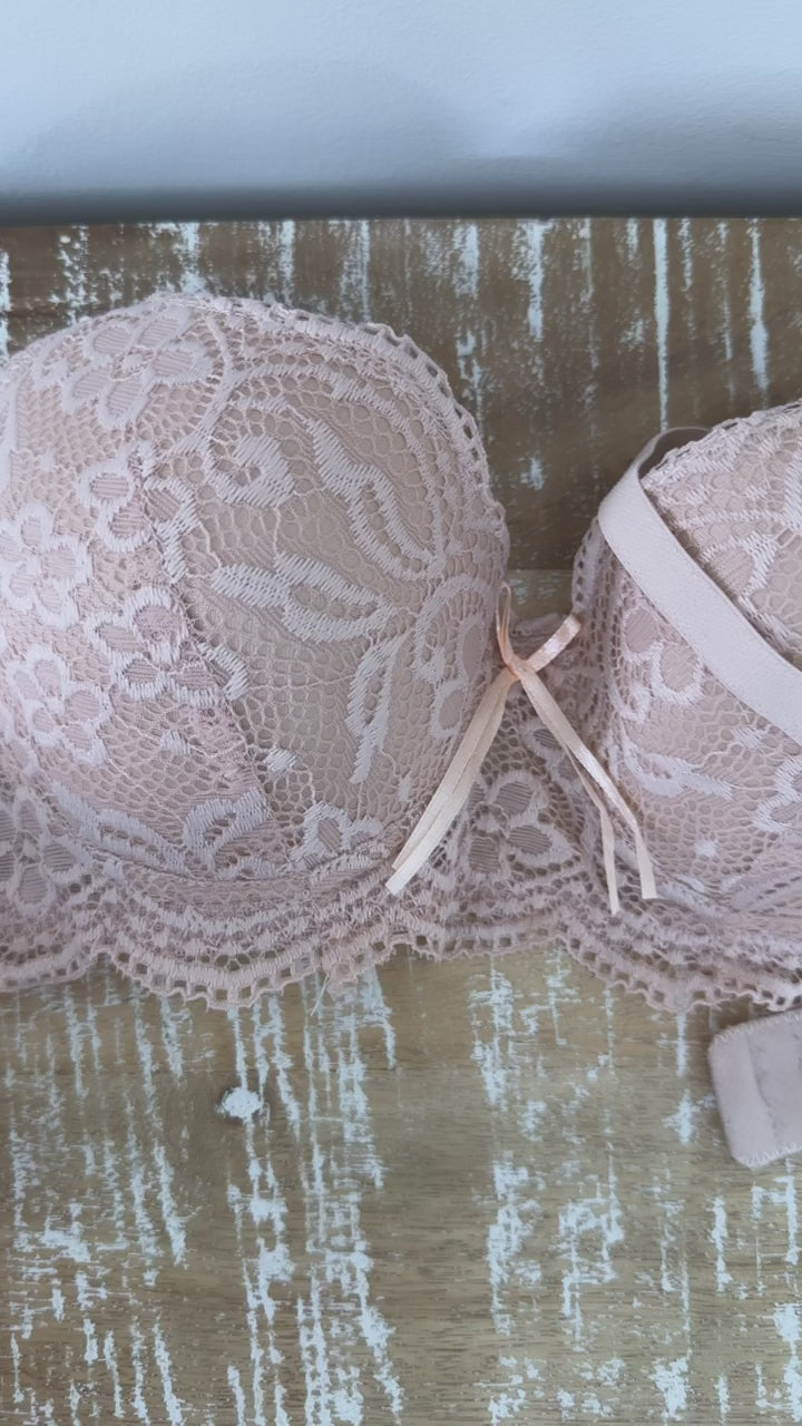 Celine Beige Lace Push Up Bra