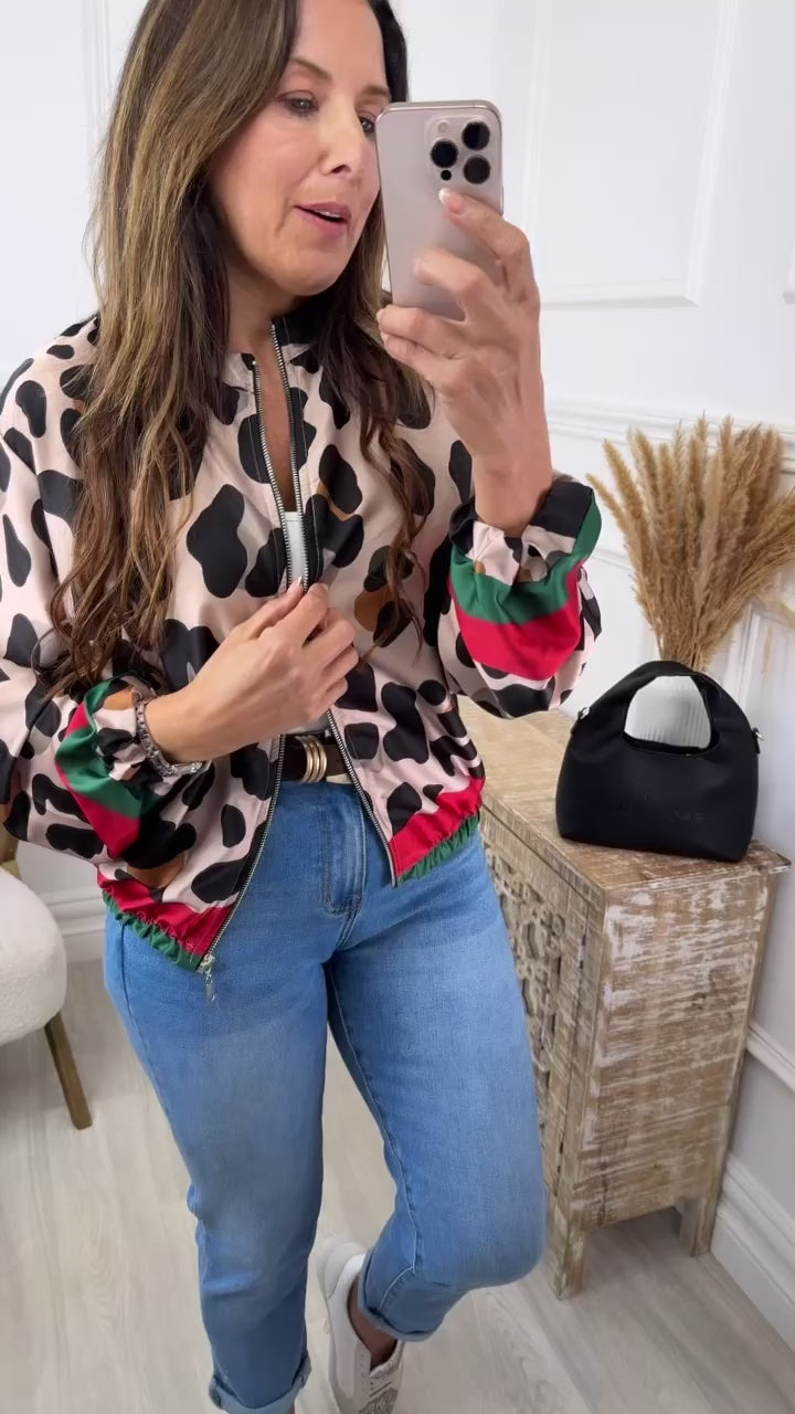 Amanda Leopard Stripe Bomber
