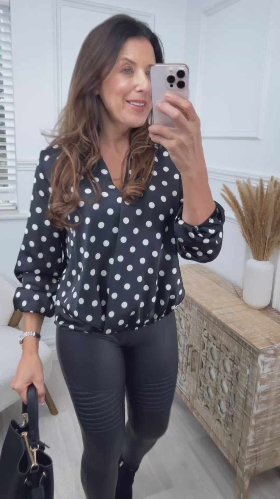 Marguerite Black Polka Dot Blouse