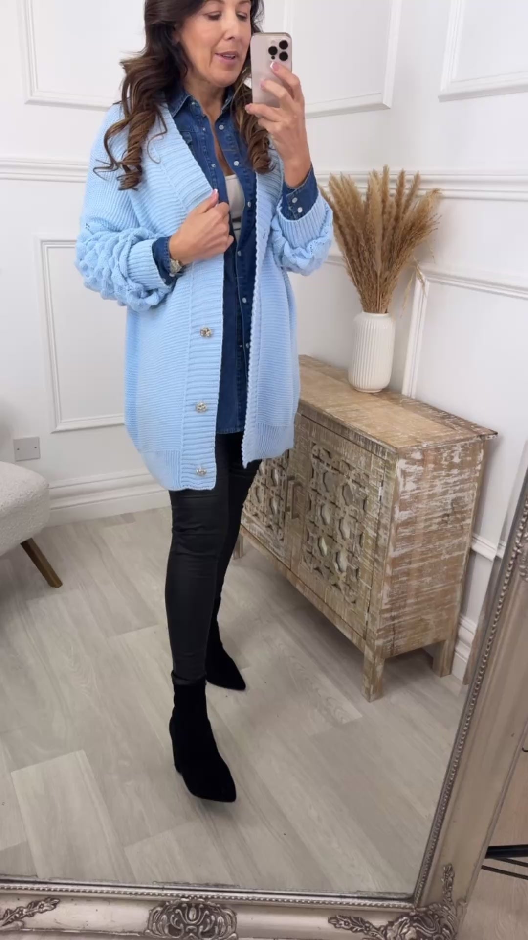Blair Sky Blue Bubble Sleeve Cardigan