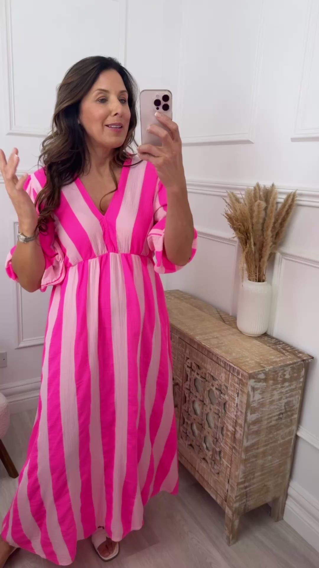 Jenny Pink Striped Cheesecloth Dress