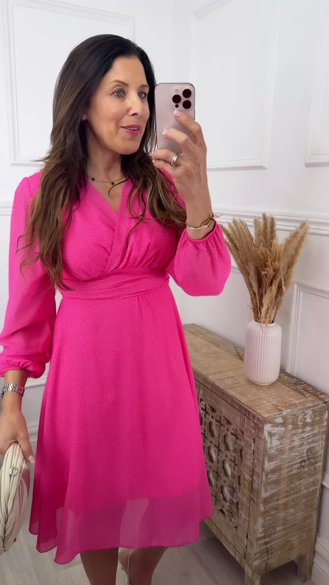 Elisabetta Pink Wrap Midi Dress